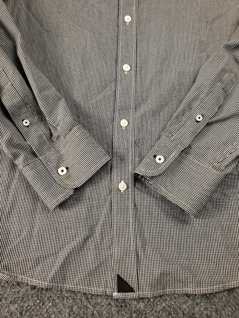 UNTUCKit Button Down Shirt XL Long Sleeve Micro Gingham Check Black White - Picture 7 of 9